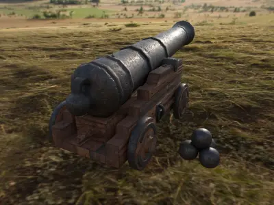 Weathered Cannon Low-poly 3D model