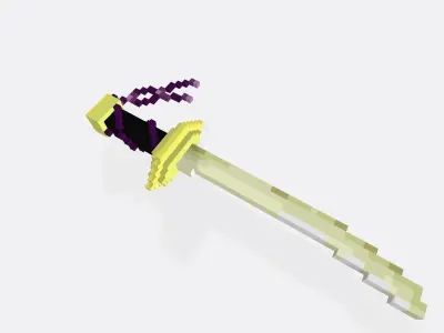Voxel Purple Sword Low-poly 3D model