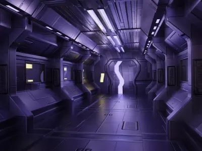 sci-fi corridor 3D model 15
