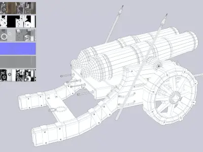 Fantasy cannon Low-poly 3D model