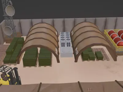 Military Base Camp Low-poly 3D Model 3D Low-poly 3D model
