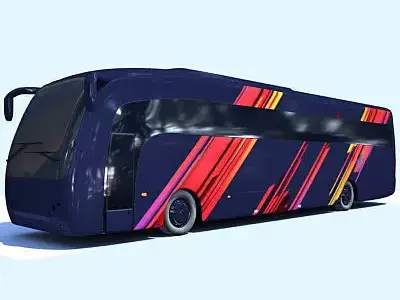 Blue Colorful Bus 3 3D model