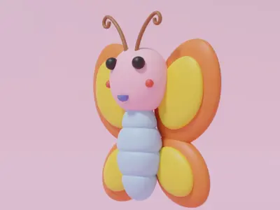 Cartoon Cute Butterfly 1 3D model