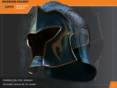 warrior helmet Low-poly 3D model purchase