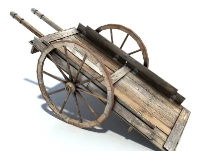Low Poly Wild West Cart Low-poly 3D model