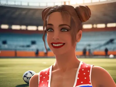 European Woman Dancer with Pompoms Rigged 3D model