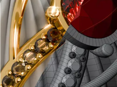 Luxury Intertwined Gold Ring  Jewelry Visualization 3D Model 3D model