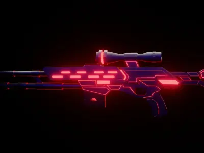 Low Poly SCI-FI Sniper Rifle Low-poly 3D model