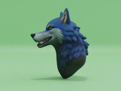 Wolf Head Stylized Low-poly 3D model