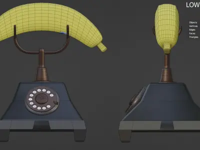 Banana Rotary Style phone Low-poly 3D model
