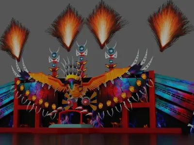 Defqon 1 2022 festival stage Low-poly 3D model