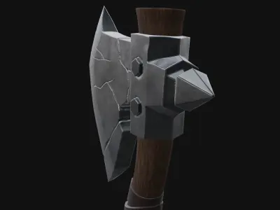 Stylized battle axe PBR low-poly game ready Low-poly 3D model