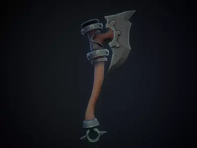 Stylized Battle Axe Low-poly 3D model