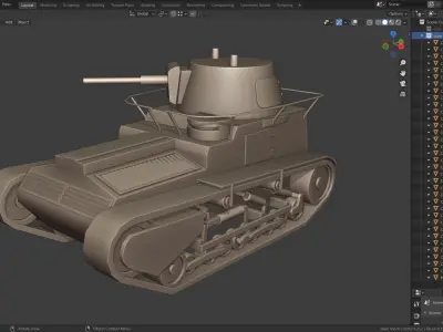 Leichttraktor Tank Base Mesh Low-poly 3D model