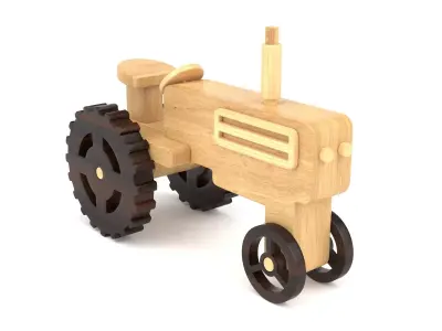 Wooden toy tractor 09 3D model