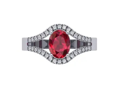 Ruby Oval Solitaire Ring 3D print model