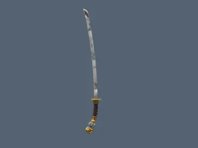 Samurai Katana Sci-fi skull style Low-poly 3D model
