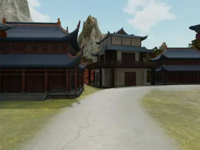 Serene Mountain Village In Autumn 3D model