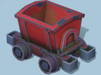 Stylized Mine Wagon - PBR Game Ready Low-poly 3D model