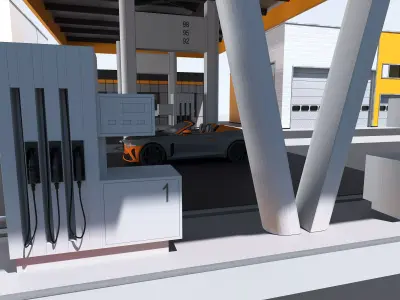 Modern Gas Station 3D Model Free 3D model