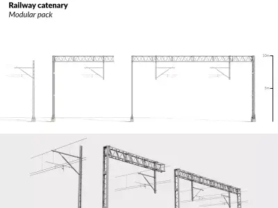 Railway Catenary - Modular pack 3D model