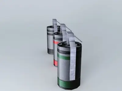 Grenades LowPoly three batteries Free 3D model