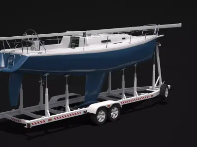 Sailboat and Trailer 3D model