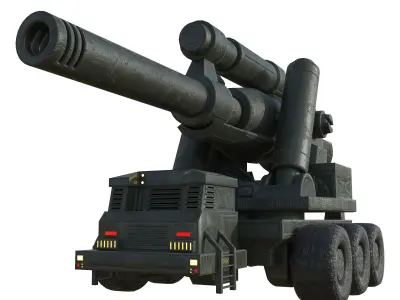 Cannon machine gun Low-poly 3D model