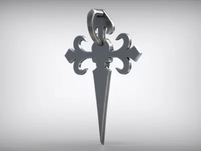 Orden Santiago Cross Amulet Skull 3D print model