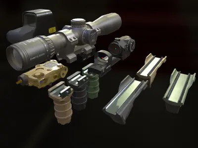Weapon mods pack Low-poly 3D model