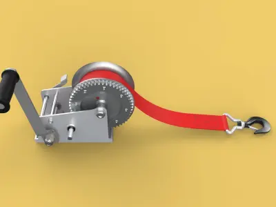 STANDARD MANUAL HAND LEVER CRANK WINCH HOIST BELT LIFTING CRANE 3D model