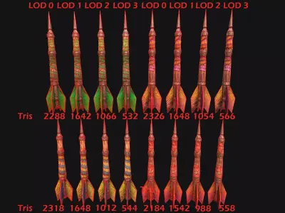 Darts and Dart Board Shooting Range Target Set Low-poly 3D model
