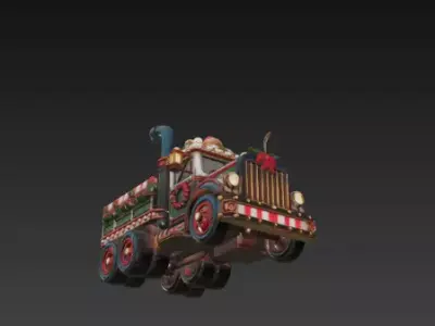 3D Winter Christmas Delivery Truck Scene 3D print model