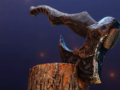 Viking Axe Low-poly 3D model 7