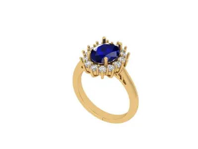 Oval Solitaire Ring 3D print model 27