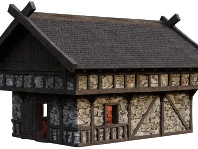 Old Medieval Building House 4K Textures GameReady 46 Low-poly 3D model