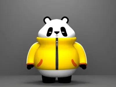 Panda bear in jacket 3D model