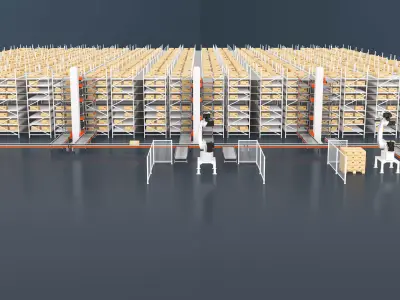 Intelligent automated logistics center warehouse 3D model