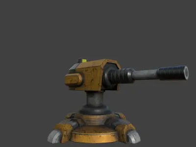 Turret gun Low-poly 3D model