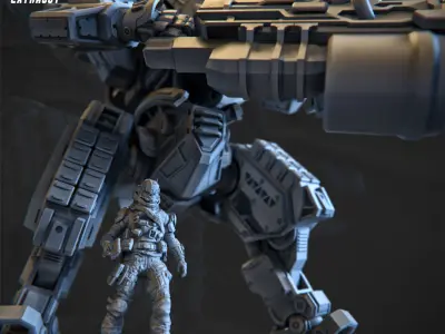 A Man and His Robot 75mm 3D Printable 3D print model