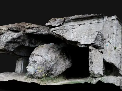 ww2 destroyed bunker front wall concrete photogrammetry Low-poly 3D model