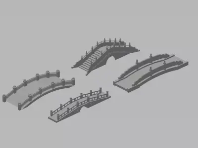Chinese Stone Bridge 3D Print Model Low-poly 3D model