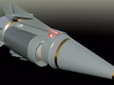 High-polly Turbine Missile 3D model