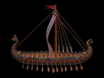 Viking longship  Low-poly 3D model