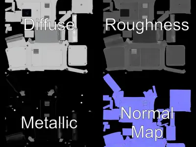 Modular Industrial Generator Model Pack Low-poly 3D model