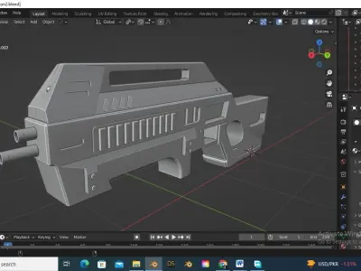Sci-Fi Gun Low-poly 3D model 8