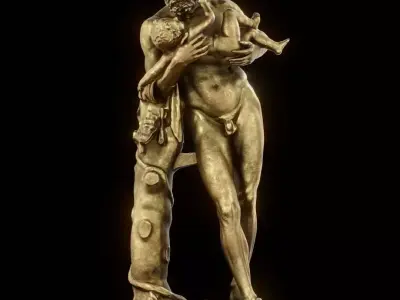 Brass Silenus And Baby Dionysus Free 3D model