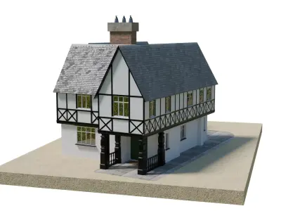 modern-medieval house Low-poly 3D model