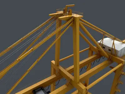 PBR Quayside Container Crane V2 - Yellow Low-poly 3D model