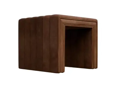 Brown Faux Leather Ottoman 3D model